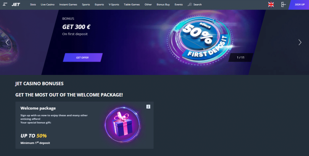 Jet Online Casino Bonus